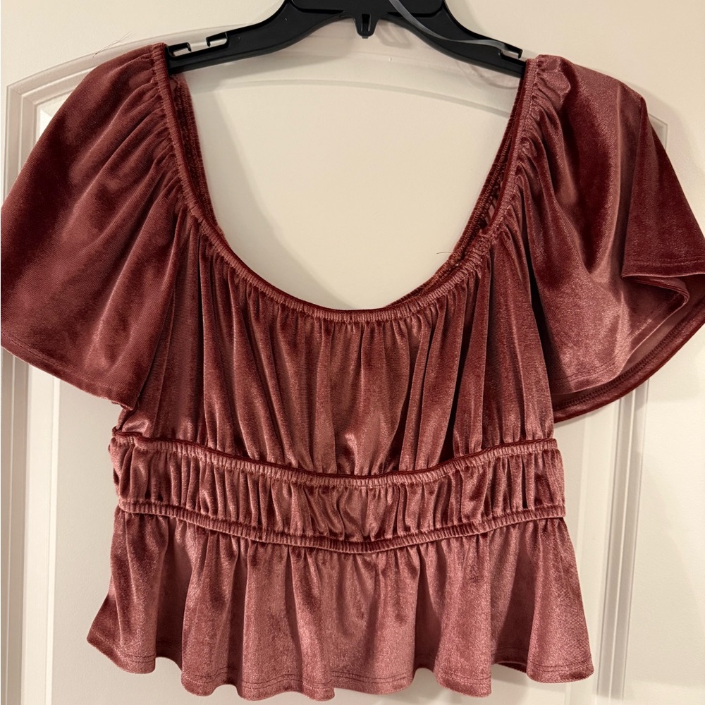 Altar'd State Pink Ruffled Crop Blouse